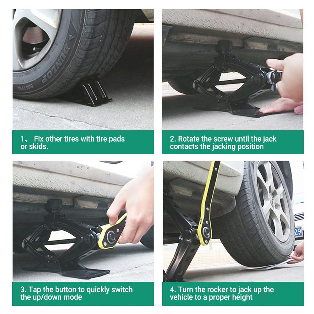 Macacos Manuais Mecânicos Tipo Tesoura Com Base Estabilizadora E Chave de Catraca Para Troca de Pneu de Carro/SUV E Reparo de Emergência na Estrada