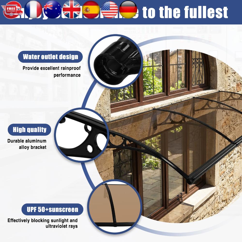 

Awning for Door Entrance with Aluminum Alloy Bracket Outdoor Clear Door Awning Strong Load-Bearing Capacity for Porch/Patio/Deck United States