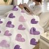 Purple Heart Pattern Throw Blanket, Soft Cozy Flannel Blanket, Romantic Home Decor Gift for Couch Bed