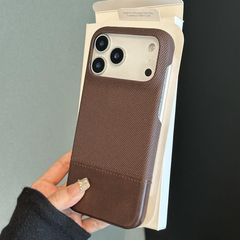 Original Splice Fabric Leather Case For iPhone 17 Air 16 15 14 Plus 13 12 Pro Max Frameless Matte Shockproof Armor Cover