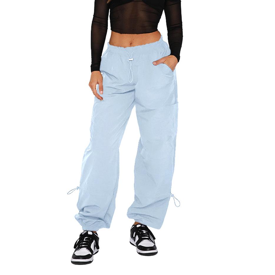 

Женская одежда, однотонные брюки-карго, модные свободные ремни, несколько сумок, прямая эластичная рабочая одежда, повседневные брюки S светло-синий