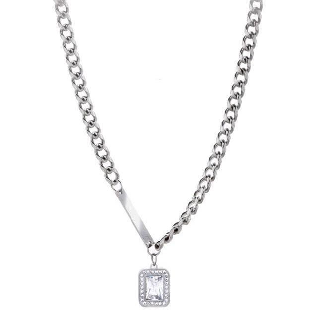 Zircon Necklace for Men, Titanium Steel Full Diamond Pendant, Non-fading, Unique, Simple, Versatile, High-end Accessory, New Women's Accessory