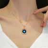 Vintage Edelstahl Türkisches Blaues Böses Auge Anhänger Halskette Für Frauen Männer Trendy Glänzend Zirkon Dämonenauge Choker Glücksbringer Schmuck