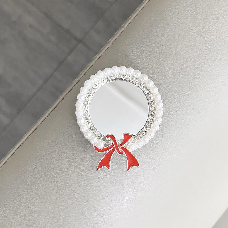 Mobile Phone Airbag Bracket Wind Paste Retractable Lazy Portable Makeup Mirror Bear Rhinestone Bow Tie