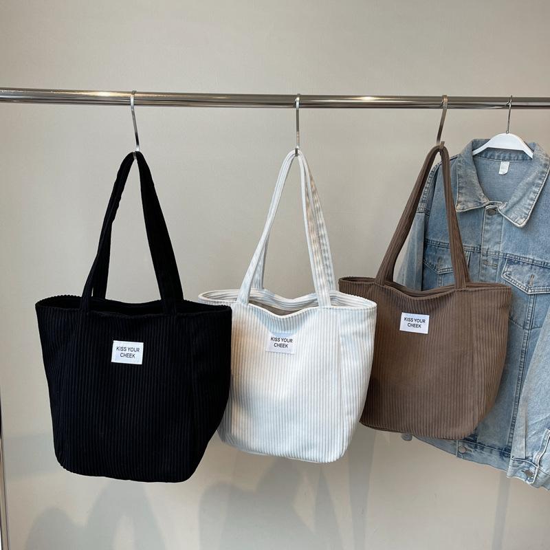 Large Capacity Autumn and Winter New Women's Bags Corduroy Commuter Tote Bags Casual Retro Shoulder Messenger Bags