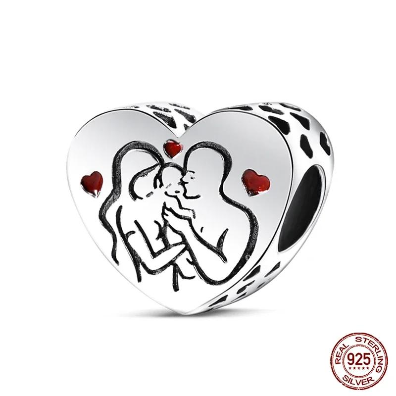 New Copper Romantic Heart Series Charms Beads Fit Original Bracelet Diy Mother'S Day Jewelry Gifts