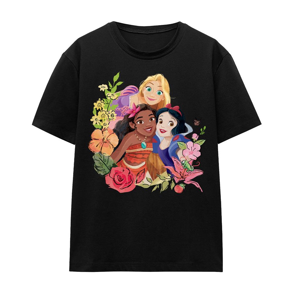 Disney Princess Unisex Adult Rapunzel Moana Snow White Bouquet T-Shirt
