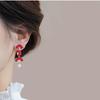 Ankola Red Irregular Fan-Shaped Earrings for Cheongsam Brides