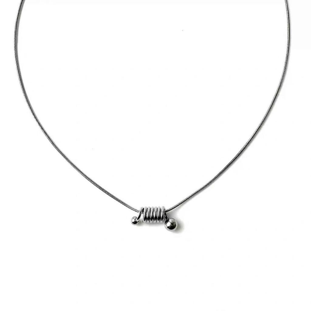 Geometric Spiral Pendant Necklace With Titanium Steel Chain For Party Wear