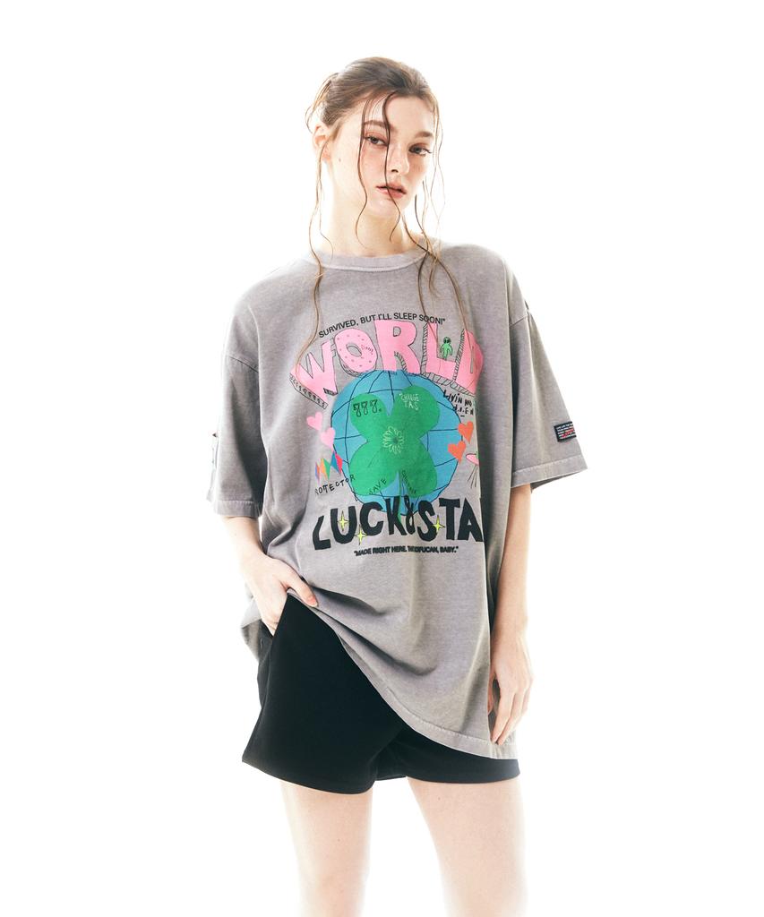 Soipeuyukaen Oversized Loose Fit Pigment Print T-Shirt