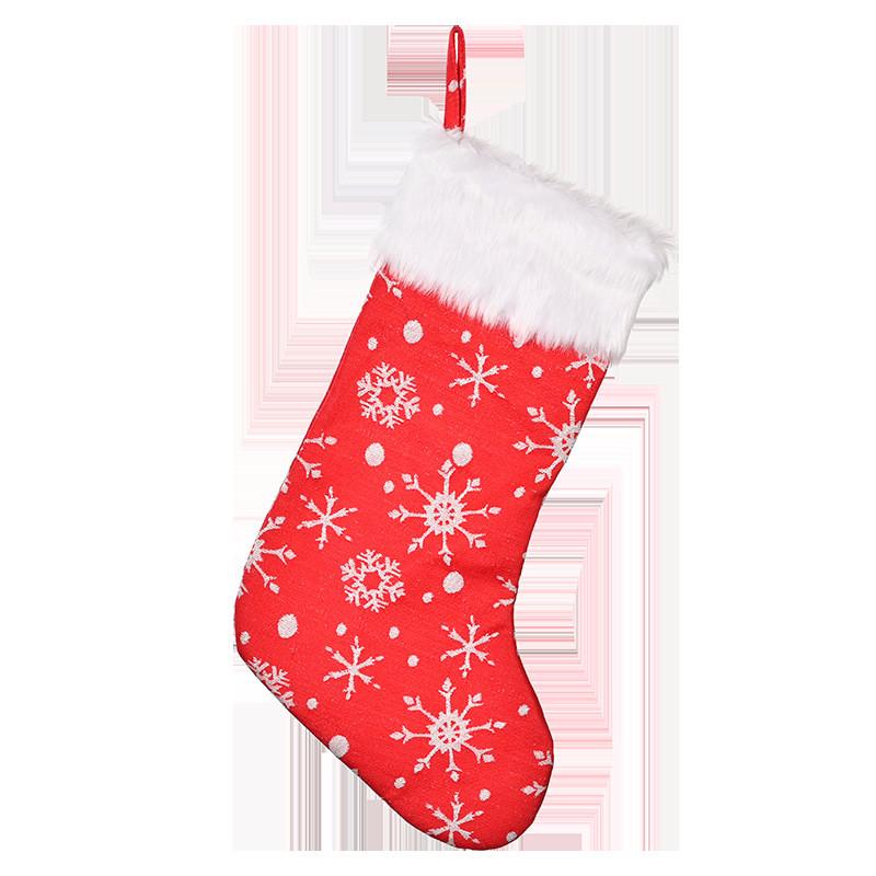 

Embroidered Snowflake Cozy Christmas Stockings In Vibrant Red With Plush Trim