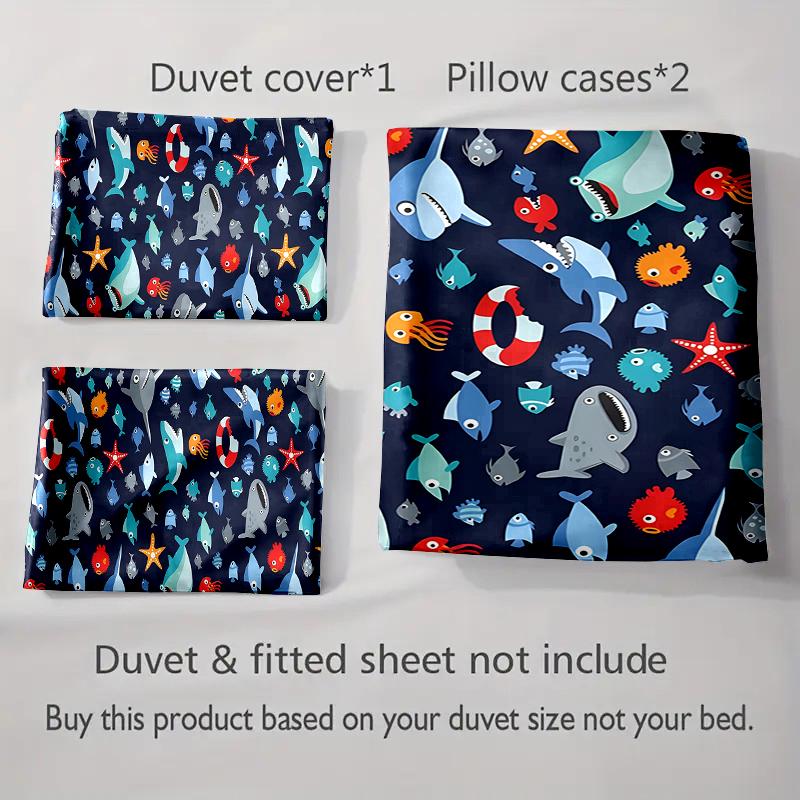 Sea Life Illustrations Bedding Duvet Cover Sets Duvet Covers Pillowcases Gifts (1 * Duvet Cover 2 * Pillowcases, Without Duvet Insert)