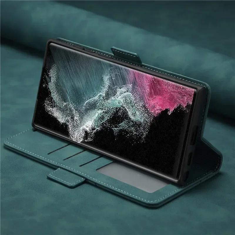 Luxury PU Leather Flip Wallet Phone Case For Samsung S25 Ultra S24 S23 S22 S21 S20 S10 Plus Shockproof Cover For Note 20 Ultra