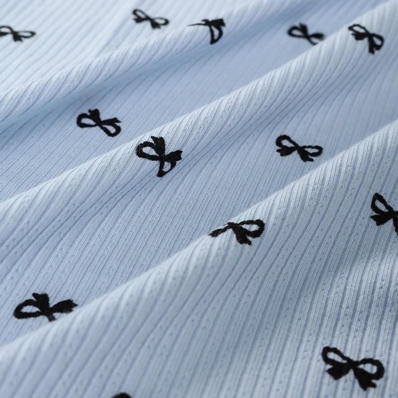 150x50cm Bow Printed Jacquard Elastic Knitted Fabric For T-shirts Pajamas ,Home Clothes,Children's Clothing DIY Clothing Fabric