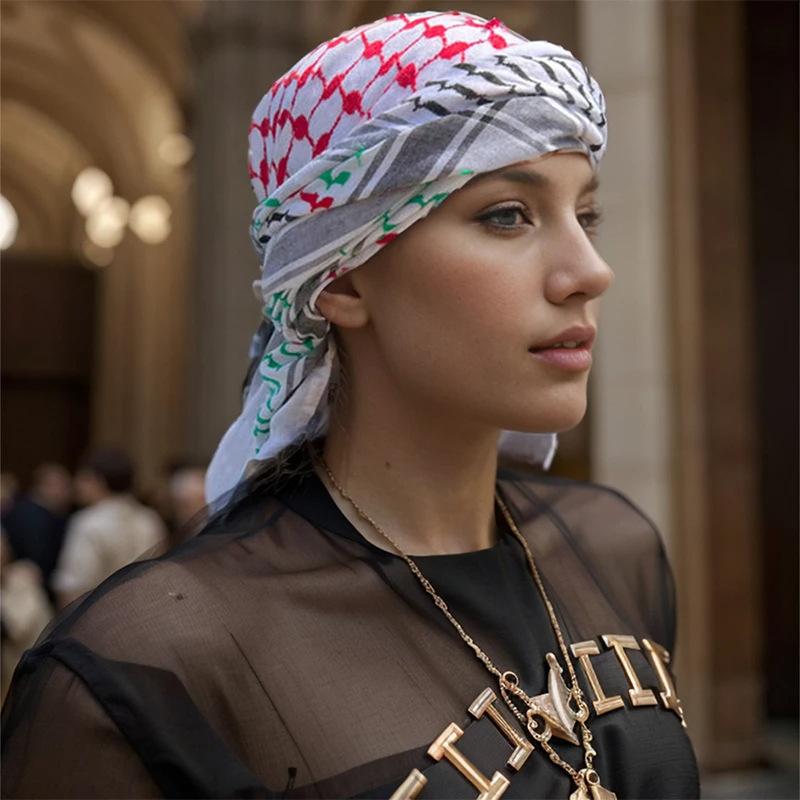 135*135cm Men Women Middle East Floral Print Square Hijab Scarf Islam Arab Keffiyeh Head Neck Scarves Musulman Hijabs