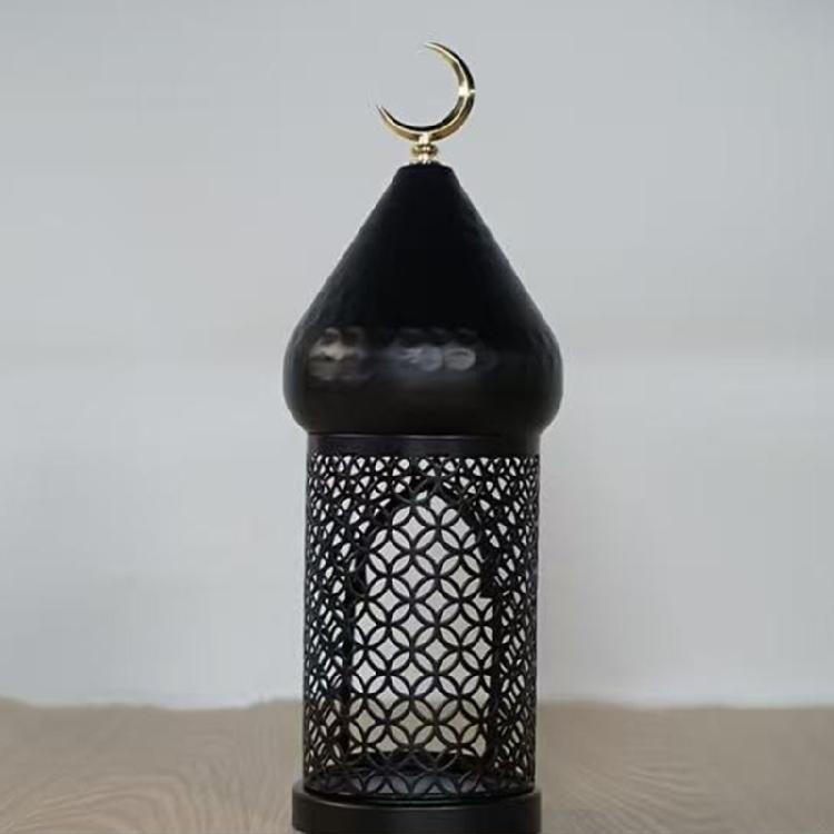Moroccans Hollow Out Candle Holders Black Iron Lantern Decorative Candle Stand for Indian Wedding Eid Ramadans Event