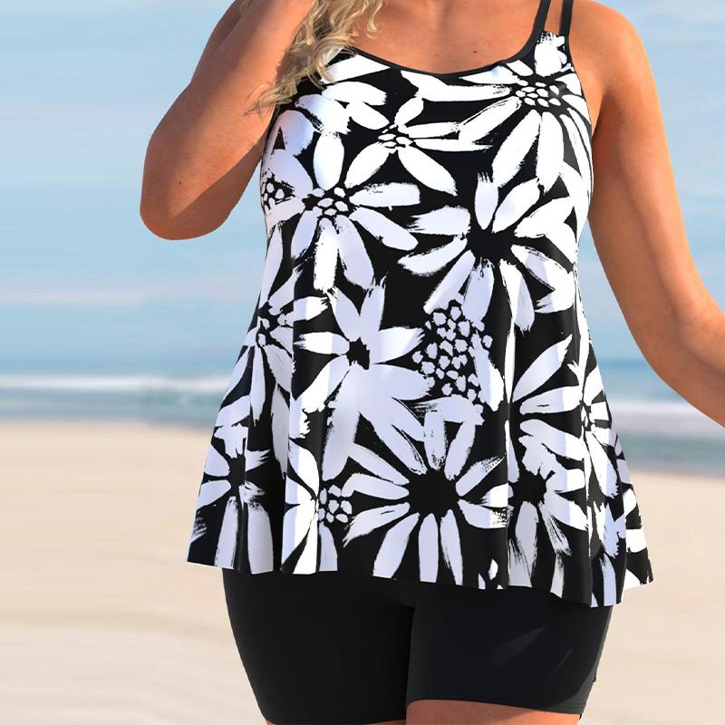 Neue frauen Badeanzug Zwei Stück Tankini Set Große Größe Floral Print Bikinis 2023 Frau Weibliche Sommer Bademode Badeanzug
