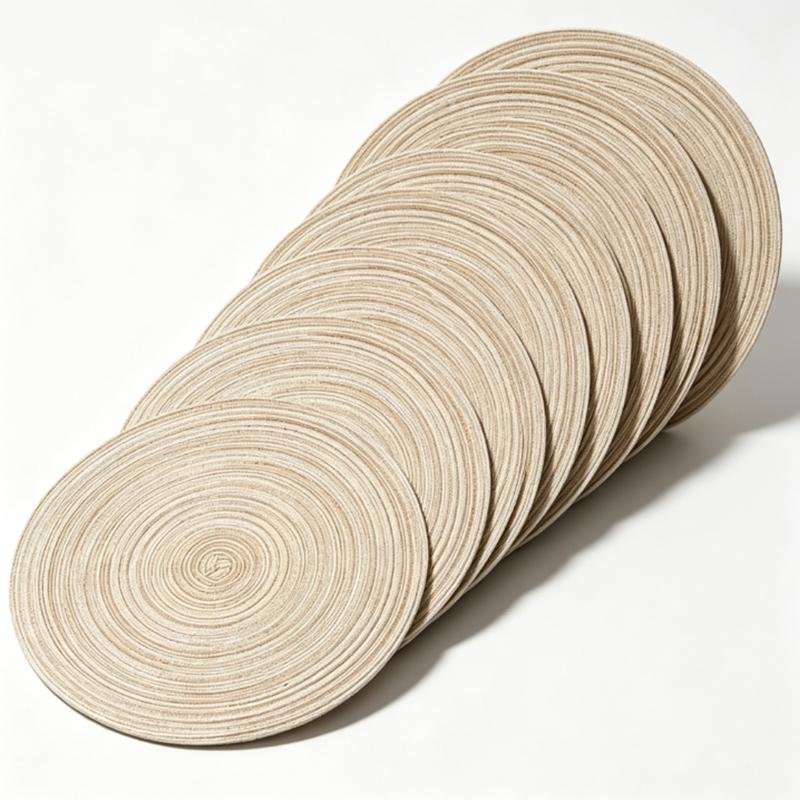 3Pcs European Style Round Cotton Gauze Placemats, Heatproof Non Slip Table Mats for Dining Table, Cup Coasters ZSY