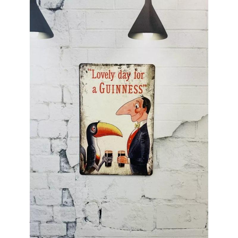 Guinness Pivo Vintage Kovový Plechový Značka 20x30cm