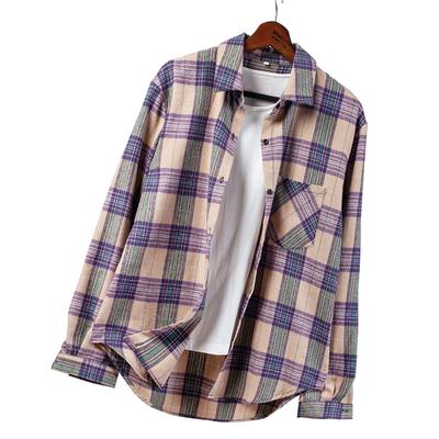 2024 Lente Geruite Overhemden Dames Top en Blouses Lange Mouw Oversized Dames Casual Blusas Zak Los Vrouwelijk Geruit Shirt Paars
