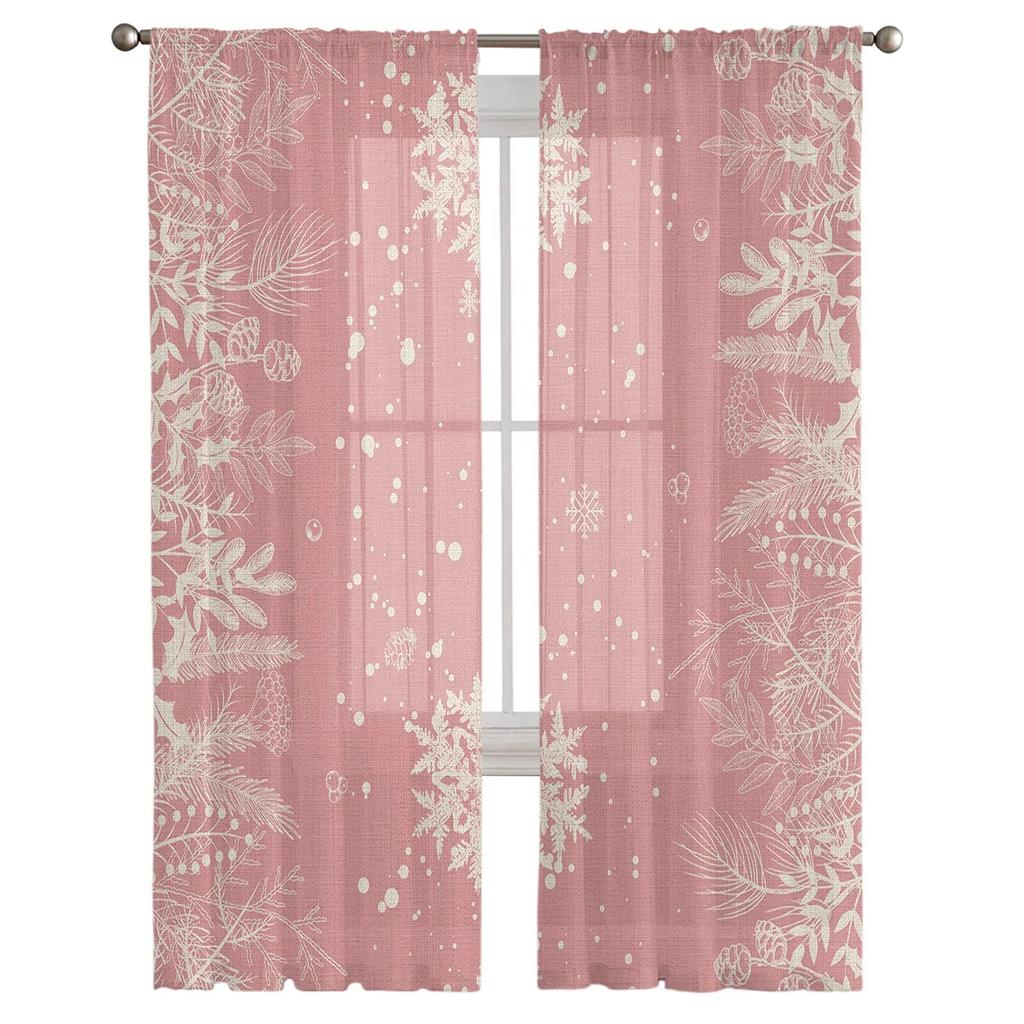 Vánoční vločka Rostlina Borové jehličí Průsvitné závěsy Do obývacího pokoje Ložnice Tylová záclona Do kuchyně Voálová roleta