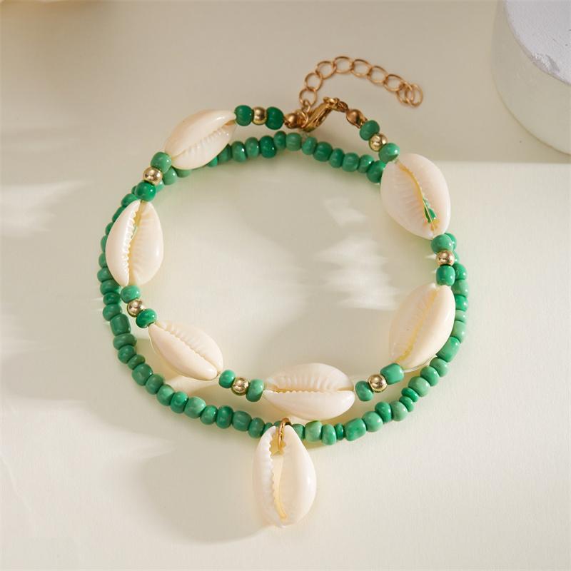 Colorful Starfish Pendant Rice Beads Beaded Anklet for Women Summer Fashion Multi-layer Bracelet Anklet Bohemian Leg Jewelry