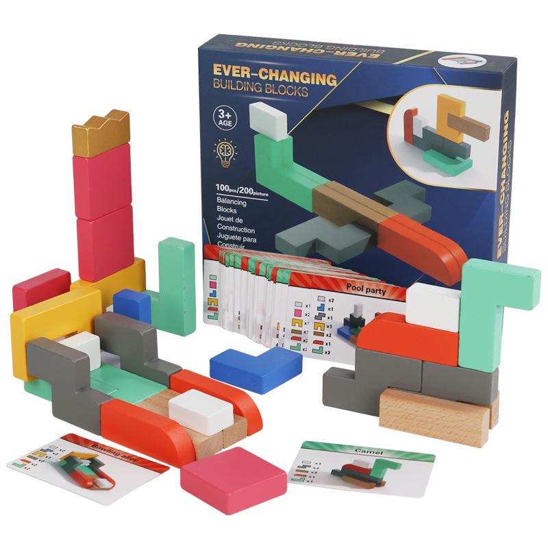 Wooden Tetris 3D Puzzle Blocks - Educational Toys for Children