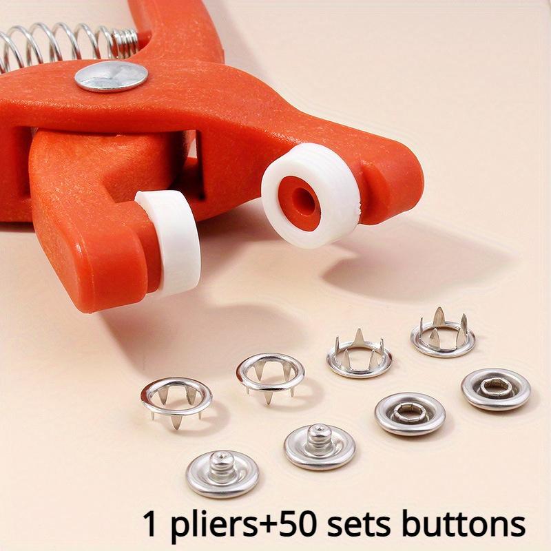 

50 Sets Pressure Buttons with Manual Pressure Pliers Metal Plastic Buttons for DIY Sewing Clothes Hats Bags Includes 50 Fasteners Storage Box