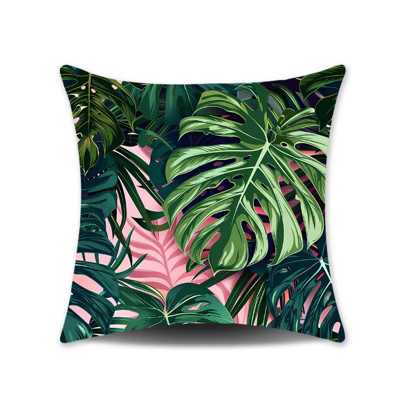 New Nap Pillow Green Leaves Sofa Plush Pillow Cover Home Bedroom Sofa Summer Pillow Cover