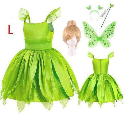 Skladem Šaty Tinker Bell Princess Cosplay se zelenými křídly