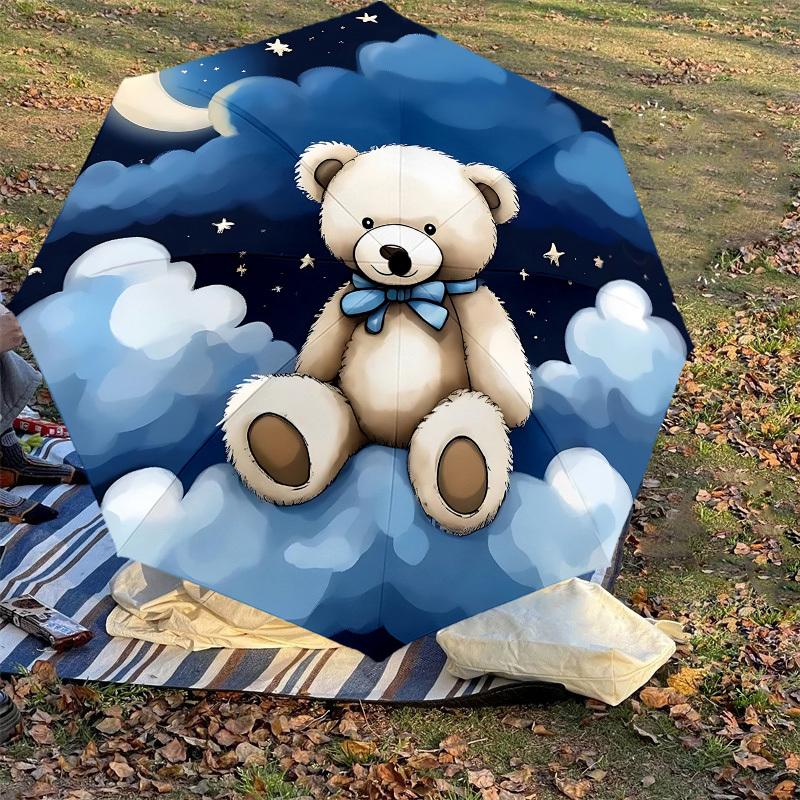 1PC Bear Clouds Umbrella-8-Rib Reinforced, Automatic Open, Lightweight & Durable, Fashion Accessory for Outdoor, J0344