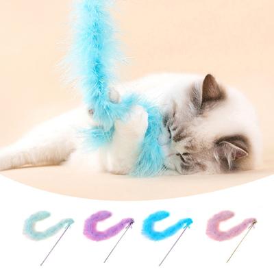 Katzen-Teaser-Stab Schleifendesign mit bunter Feder Langer Griff Wiederverwendbar Mehrzweck Lindert Langeweile