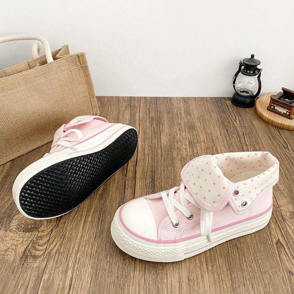Frühling Herbst Damen Leinenschuhe Hoher Schaft Damen Flache Leinenschuhe Schnürung Student Sportliche Schuhe Mädchenschuh