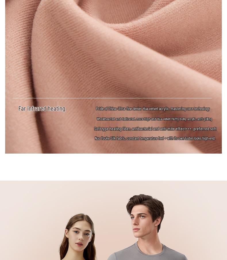 German Velvet Warm Lace Round Neck Underwear Set: Fleece-Lined, Heat-Generating for Men & Women