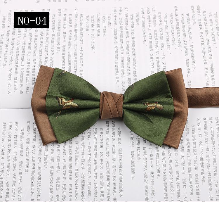 Gemusterte Fliege Herren Imitationsseide Druck Retro High-End Französisches Hemd Amtlich Fotografie Hochzeit Schleife Kragen