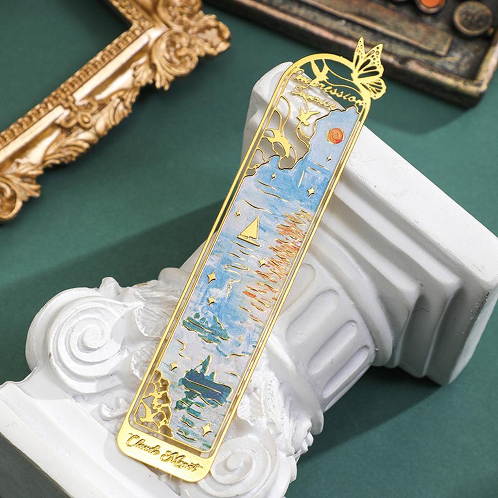 Vintage Art Bookmarks Oil Painting Themed Bookmarks Hollow Out Metal Bookmarks Book Page Divider for Book Lover Teacher