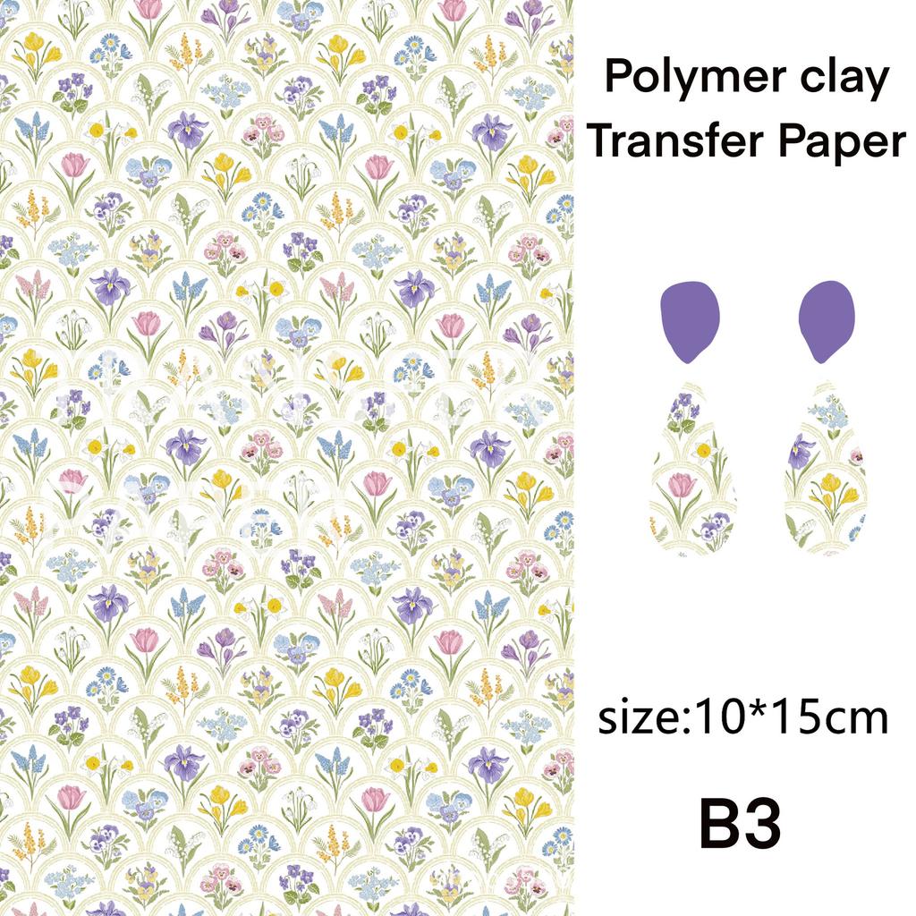 2 Stück weiches Keramik-Transferpapier der Serie „Naturblumen“ – geeignet für die Herstellung von handgefertigten DIY-Ohrringen und Schmuck