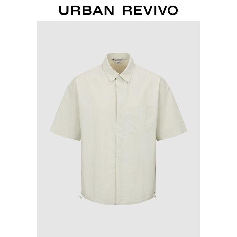 Men s Casual Lapel Drawstring Shirt M