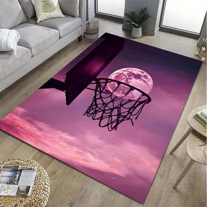 Basketball Hoop Art Pattern Area Rug Sports Carpet for Living Room Bedroom Game Room Non-Slip Floor Mat Home Decor Gift