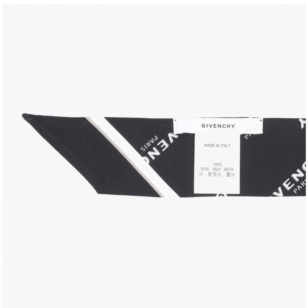 Givenchy Skinny Twill Silk Scarf Logo Print 001