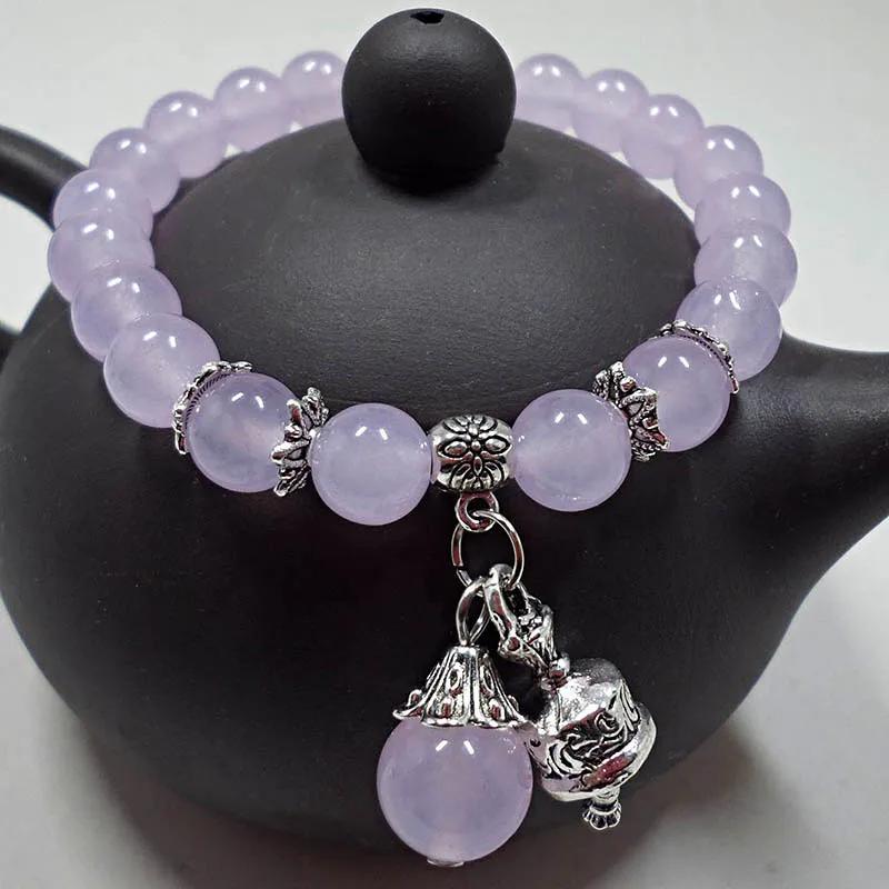Fashion Pink Crystal Quartz Natural Stone Bracelet Elastic Reiki Healing Energy Strand Bangles Jewelry Beads Lovers Woman Gift