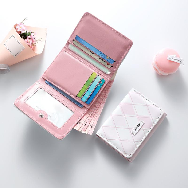 Women Short Wallet Pu Leather Simple Multi-Card Slot Coin Purses Student Cute Triple Fold Wallet High Quality Student Wallet