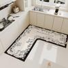 Kitchen Special Diatom Mud Floor Mat L-shaped Water and Oil Absorbent Foot Mat Home Easy To Care for Dirt-resistant and Cuttable Carpet