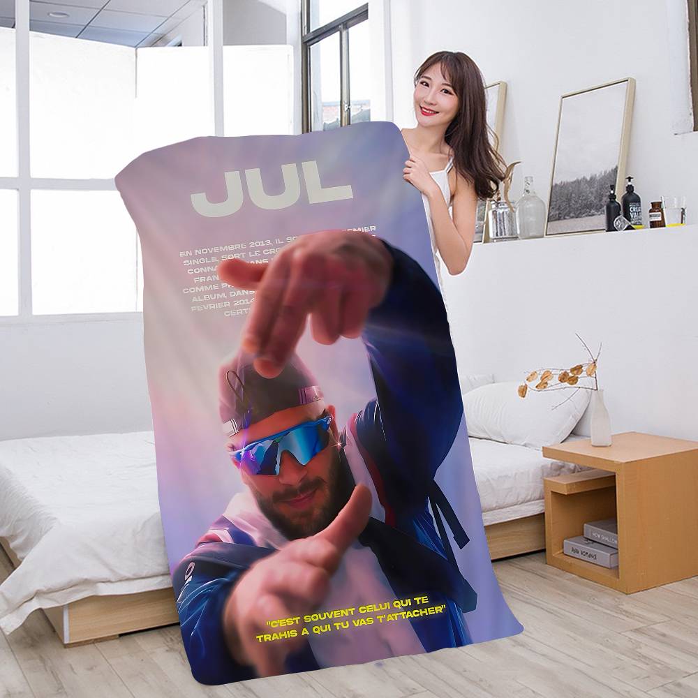 Rapper JuL Muziekalbum Microvezel Strandlaken Absorberend Sneldrogend Zacht Yoga Zwemmen Resort Bergbeklimmen Handdoek W100*H180(CM)