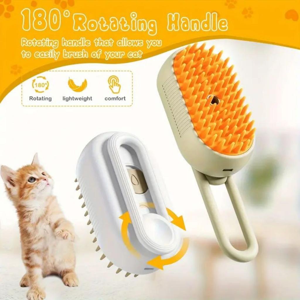 Dog Hair Brush & Cat Hair Brush Electric Pet Cleaning Brush with Steam Spray, Function for Effective Anti-Flying Fur Grooming