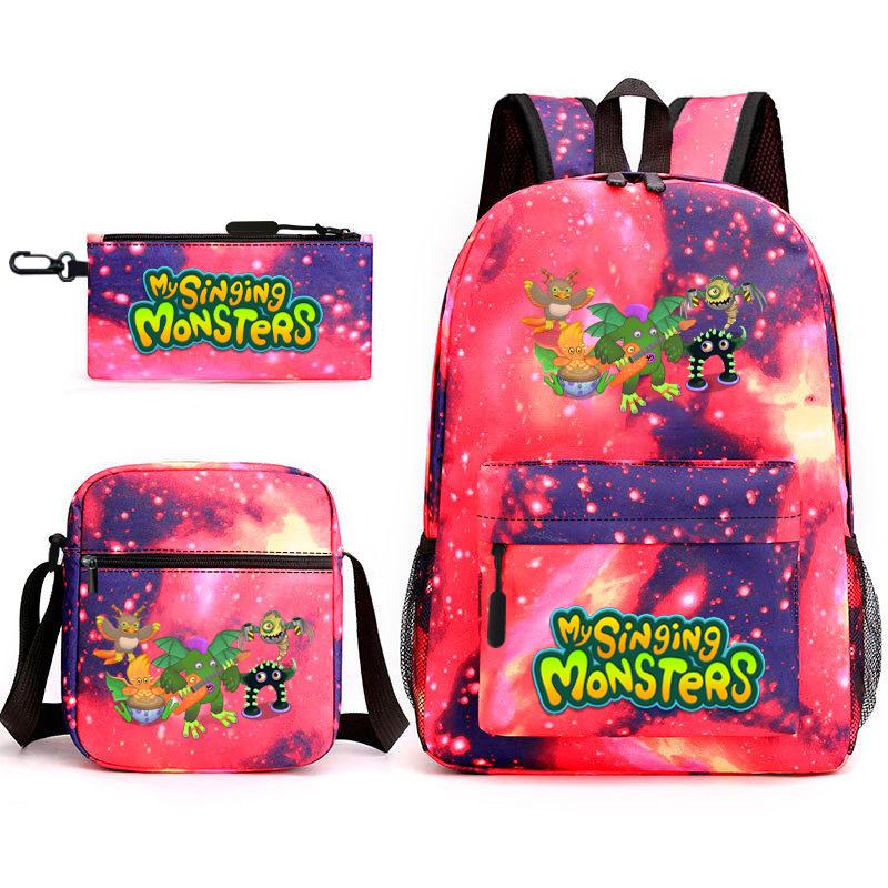 2024 New Monster Concert Starry Sky Backpack My Singing Monsters Elementary School Bag Three-piece Set