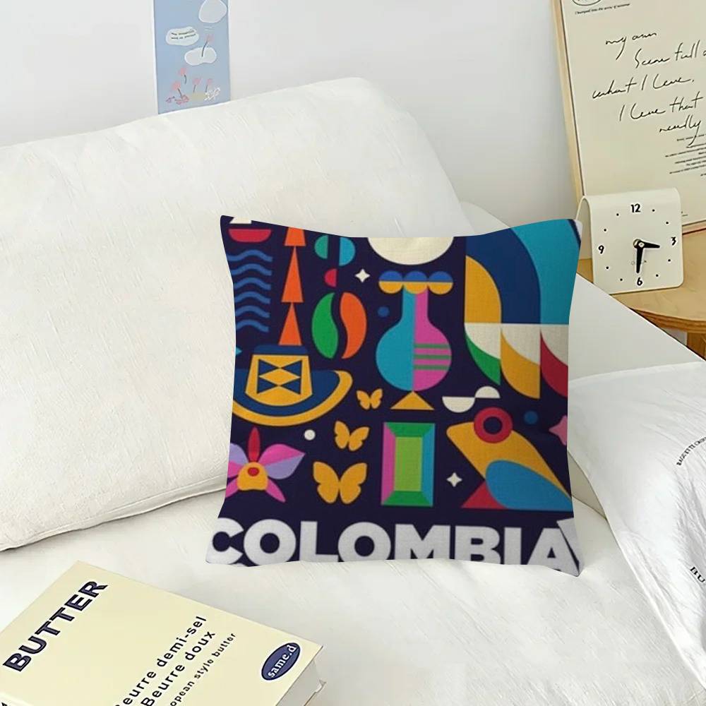Vintage Landscape Colombia   Pillow Covers Cartoon Sofa Decorative Home Double-sided Printing Short Plush Cute Cushion Cover