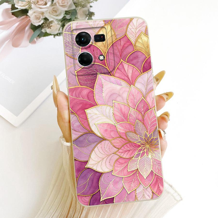 For OPPO Reno7 Reno8 4G Case Len Proective Back Cover flower Bow Soft Silicone Funda for OPPO F21 Pro Reno 7 4G Shockproof Capa