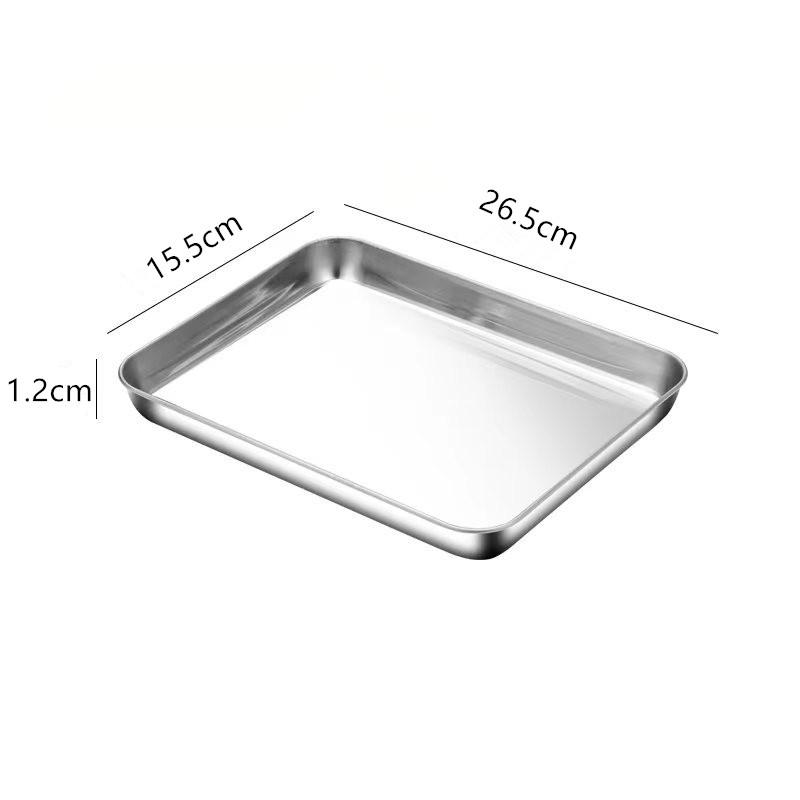 

1Pc Liangpi Dish Household Stainless Steel Vermicelli Dish Thickened Rectangular Flat Bottom Liangpi Dish Barbecue Dish серебряный