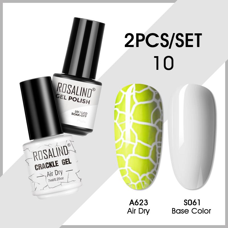 ROSALIND Cracked Gel Nail and Polish Nail Gel Kit Nail Varnish Hybrid Crackle Manicure Art UV Gel Semi Permanent 2PCS